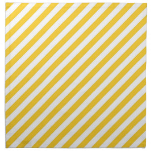 Diagonal yellow and white stripes pattern cloth napkin
