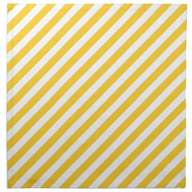 Diagonal yellow and white stripes pattern  cloth napkin (Front)