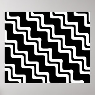 Diagonal Zig Zag Dual Colored Line Pattern Poster