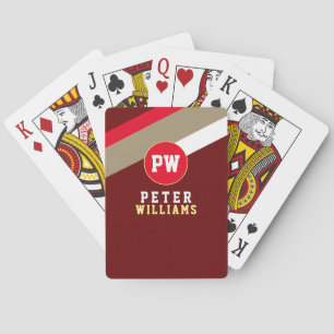 Diagonally Striped Red Playing Cards with Name