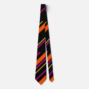 Diagonals - Black, Pink, Orange and Yellow  Neck Tie