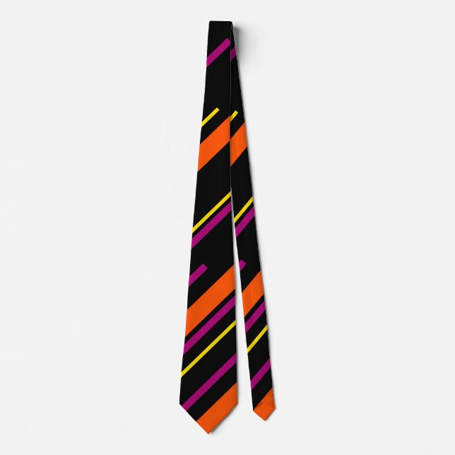 Diagonals - Black, Pink, Orange and Yellow  Neck Tie (Front)