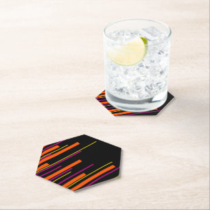 Diagonals - Black, Pink, Orange and Yellow  Paper Coaster