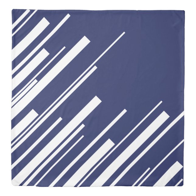 Diagonals - Blue and White Duvet Cover (Front)