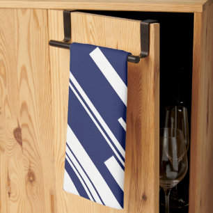Diagonals - Blue and White Kitchen Towel
