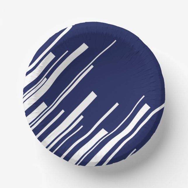 Diagonals - Blue and White Paper Bowls (Front)