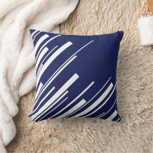 Diagonals - Blue and White Throw Pillow
