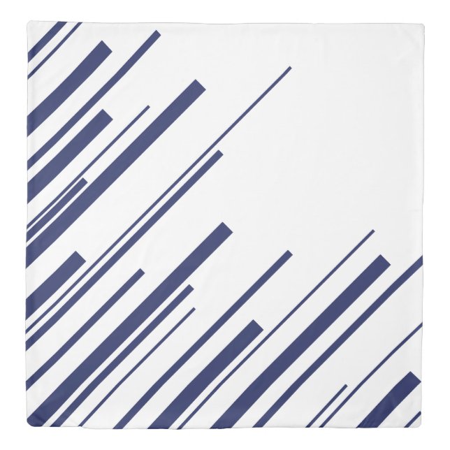 Diagonals in Blue and White Duvet Cover (Front)