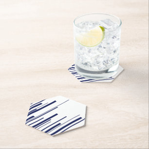 Diagonals in Blue and White Paper Coaster