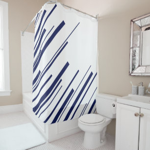 Diagonals in Blue and White Shower Curtain