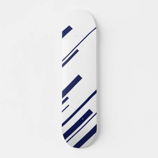 Diagonals in Blue and White Skateboard (Front)