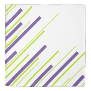 Diagonals in Lime Green and Purple Duvet Cover