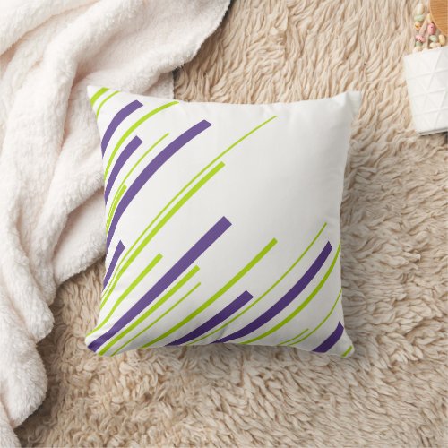 Diagonals in Lime Green and Purple Throw Pillow