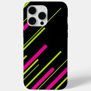 Diagonals in Lime Green, Hot Pink and Black iPhone 15 Pro Max Case