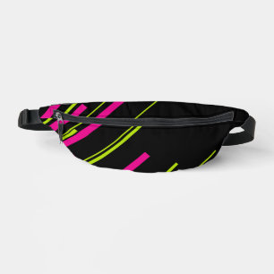Diagonals in Lime Green, Hot Pink and Black Fanny Pack