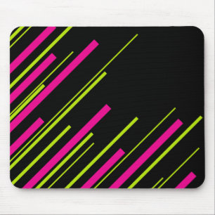 Diagonals in Lime Green, Hot Pink and Black Mouse Pad