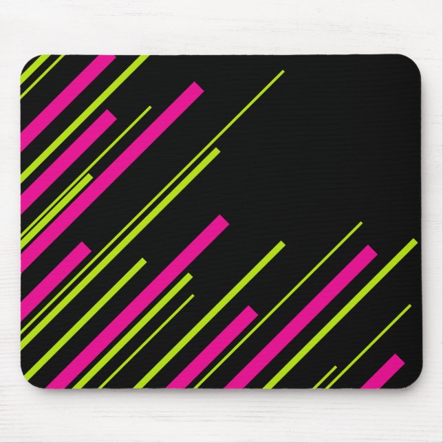 Diagonals in Lime Green, Hot Pink and Black Mouse Pad (Front)
