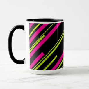Diagonals in Lime Green, Hot Pink and Black Mug