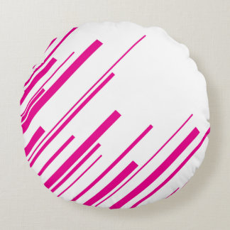 Diagonals in Magenta and White Round Pillow