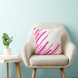 Diagonals in Magenta and White Throw Pillow