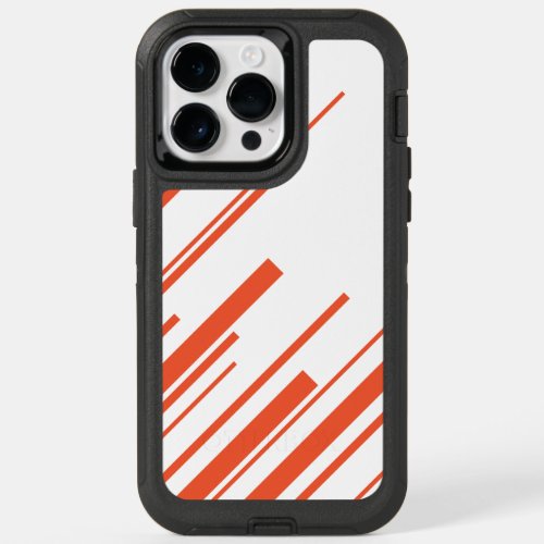 Diagonals in Orange and White OtterBox iPhone 14 Pro Max Case