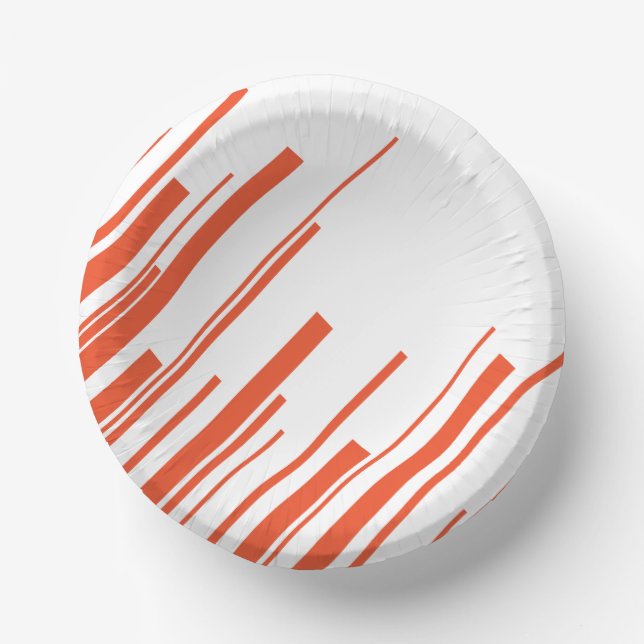 Diagonals in Orange and White Paper Bowls (Front)