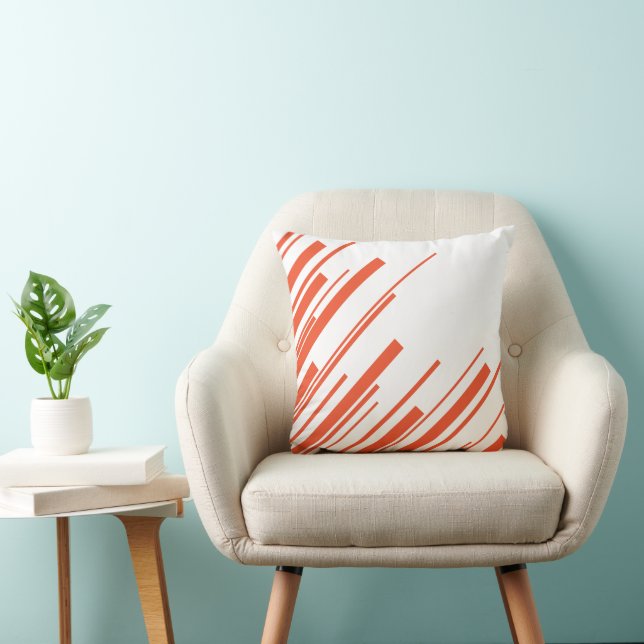 Diagonals in Orange and White Throw Pillow (Chair)