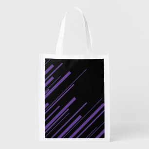 Diagonals in Purple and Black Grocery Bag