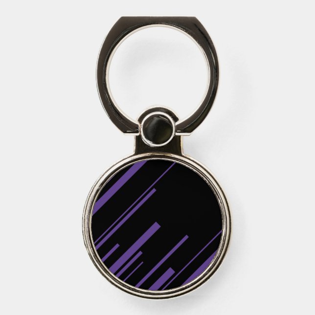 Diagonals in Purple and Black Phone Ring Stand (Front)