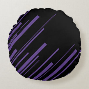 Diagonals in Purple and Black Round Pillow