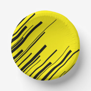 Diagonals in Yellow and Black Paper Bowls