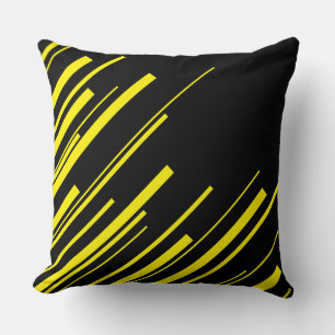 Diagonals in Yellow and Black Throw Pillow