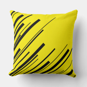 Diagonals in Yellow and Black Throw Pillow