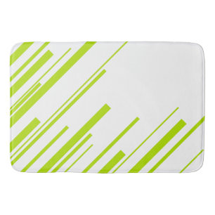 Diagonals - Lime Green and White Bath Mat