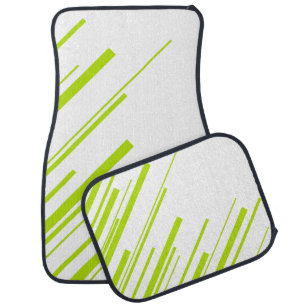 Diagonals - Lime Green and White Car Floor Mat