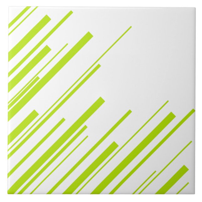 Diagonals - Lime Green and White Ceramic Tile (Front)
