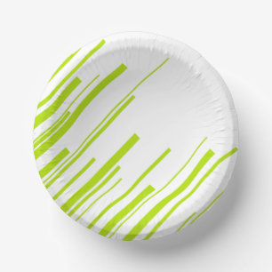 Diagonals - Lime Green and White Paper Bowls