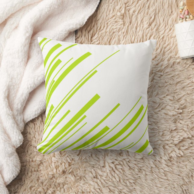 Diagonals - Lime Green and White Throw Pillow (Blanket)