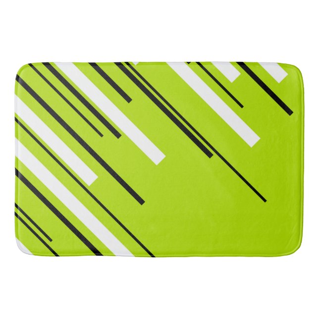 Diagonals - Lime Green Bath Mat (Front)