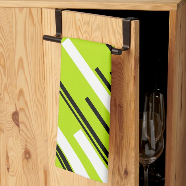 Diagonals - Lime Green Kitchen Towel (Thirds Fold)