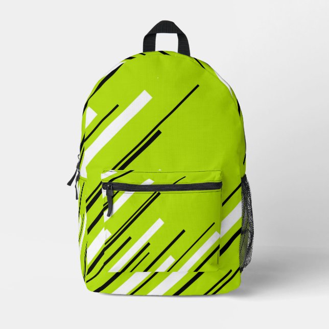 Diagonals - Lime Green Printed Backpack (Front)