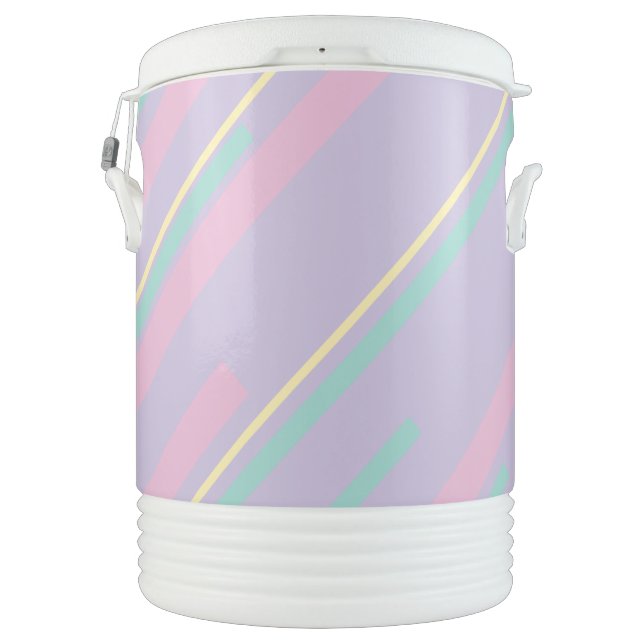 Diagonals - Pastel Pink, Yellow, Purple and Green  Beverage Cooler (Back)