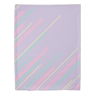 Diagonals - Pastel Pink, Yellow, Purple and Green Duvet Cover