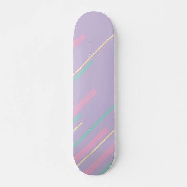 Diagonals - Pastel Pink, Yellow, Purple and Green  Skateboard (Front)