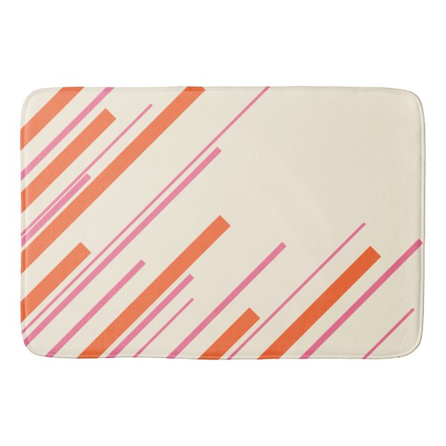 Diagonals - Pink, Orange and Cream Bath Mat (Front)