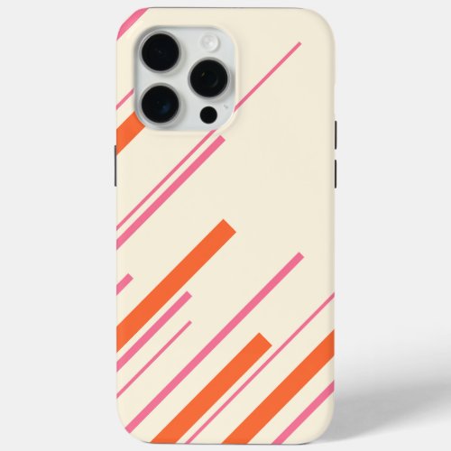 Diagonals _ Pink Orange and Cream iPhone 15 Pro Max Case
