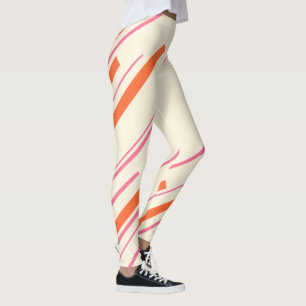Diagonals - Pink, Orange and Cream Leggings