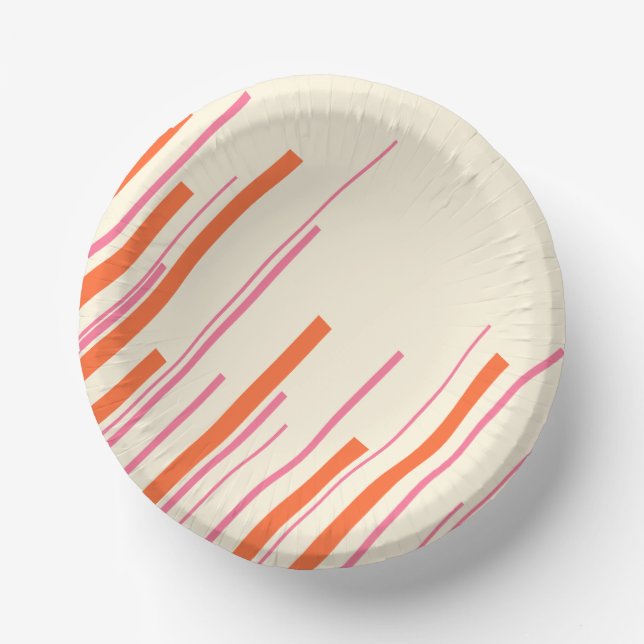Diagonals - Pink, Orange and Cream Paper Bowls (Front)