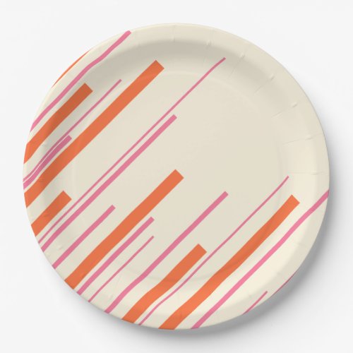 Diagonals _ Pink Orange and Cream Paper Plates