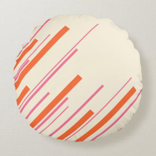 Diagonals - Pink, Orange and Cream Round Pillow